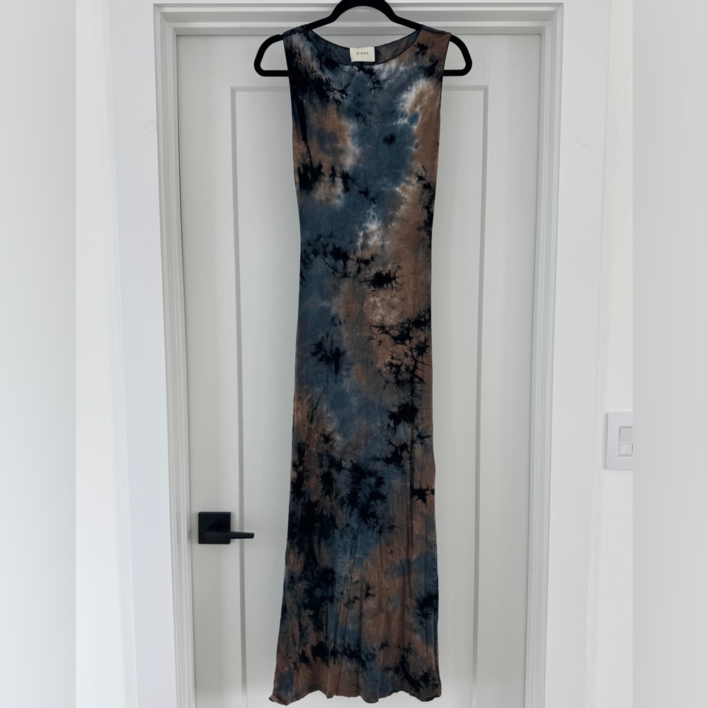 DISSH Tie-Dye Maxi Dress in Blue and Brown